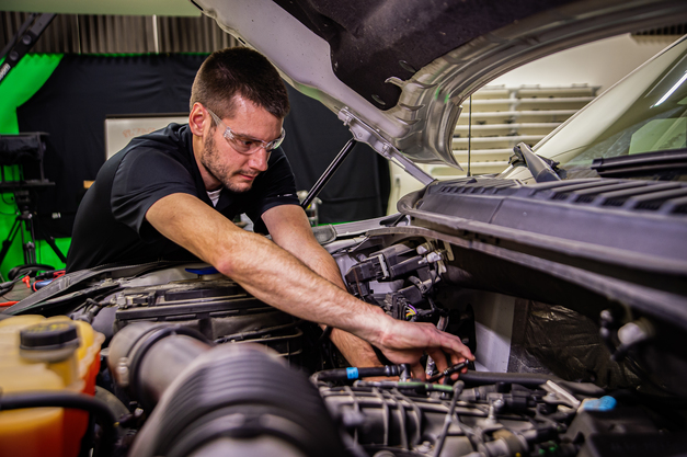 Mike Becker Under hood of car
